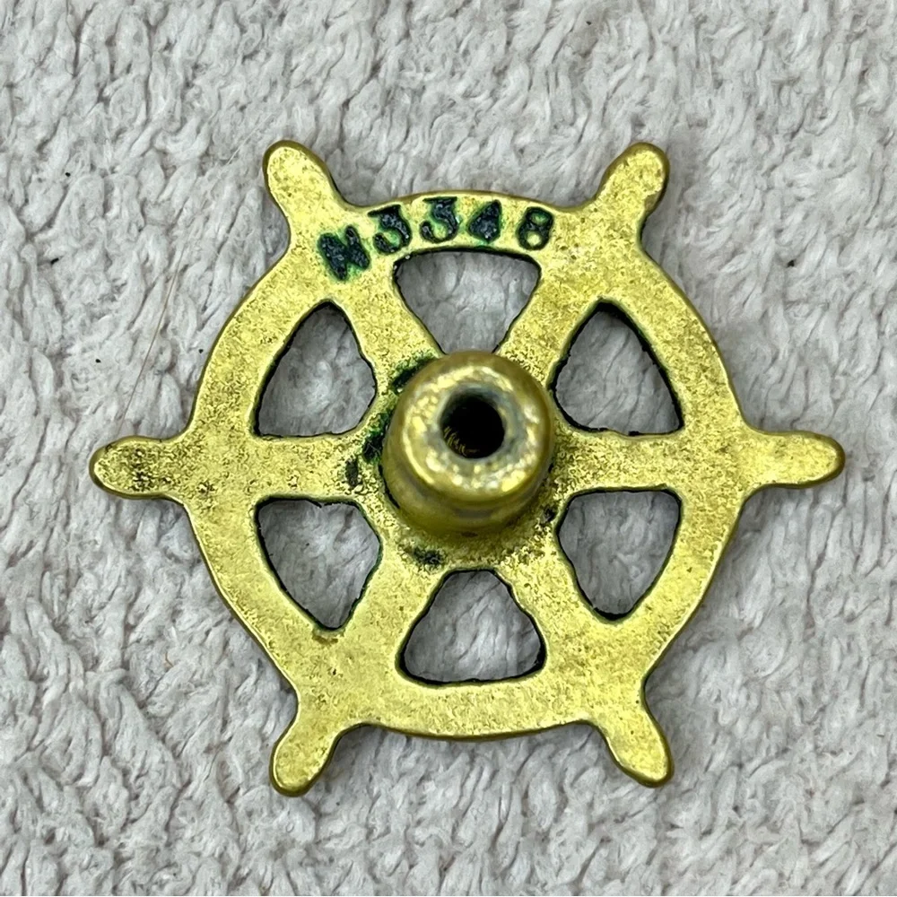 Vintage Solid Brass Boat Wheel Cabinet Door Knobs/Pulls-Keeler Company-Nautical
